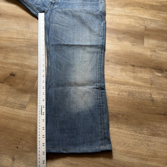 Diesel Jeans Men 36x32 Blue Zathan Bootcut Denim Italy Made Dirty Wash Hemmed 25 - Picture 10 of 12